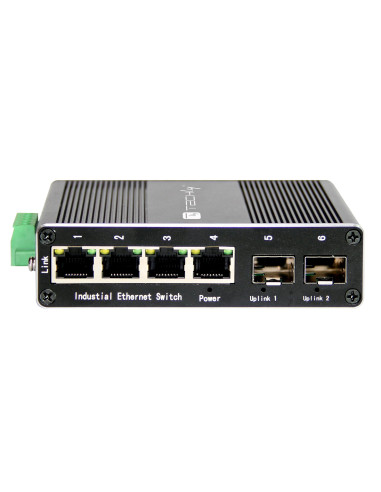 Convertitore Ethernet Industriale Gigabit 4 porte RJ45 a 2 porte SFP Non Gestito