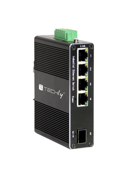 Convertitore Ethernet Industriale Gigabit 4 porte RJ45 a 1 porta SFP Non Gestito
