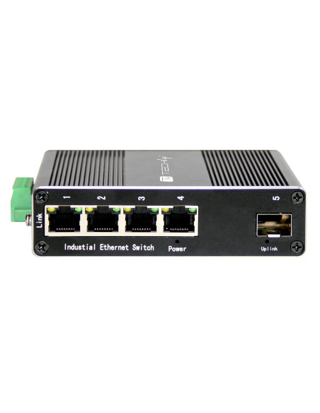 Convertitore Ethernet Industriale Gigabit 4 porte RJ45 a 1 porta SFP Non Gestito