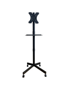 Supporto a Pavimento per TV con Mensola e Base Compatta Salva Spazio