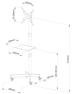 Supporto a Pavimento per TV con Mensola e Base Compatta Salva Spazio 2