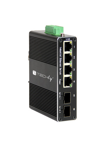 Convertitore Ethernet Industriale Gigabit 4 porte RJ45 a 2 porte SFP Non Gestito