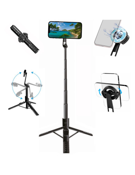 Treppiede Magnetico Estensibile con Telecomando Wireless Selfie Stick per Smartphone