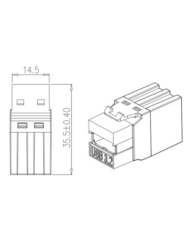 Connettore Keystone USB3.2 tipo A Femmina/Femmina 1