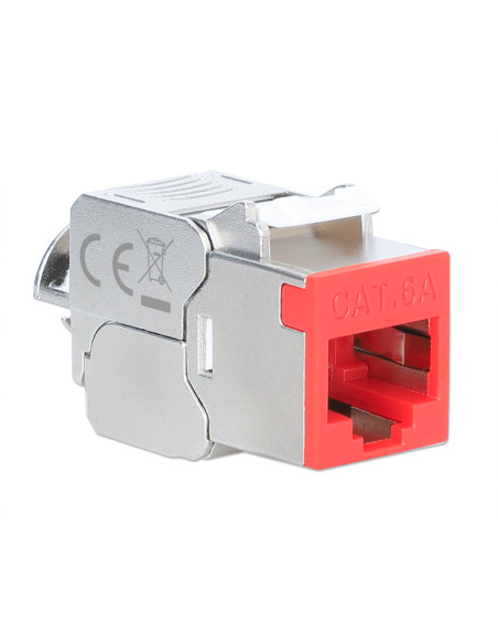 Frutto Keystone RJ45 Cat.6A 10G Slim STP Toolless Rosso