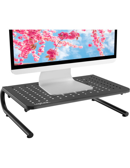 Stand Supporto da Scrivania per Monitor Notebook in Metallo 370mm Nero