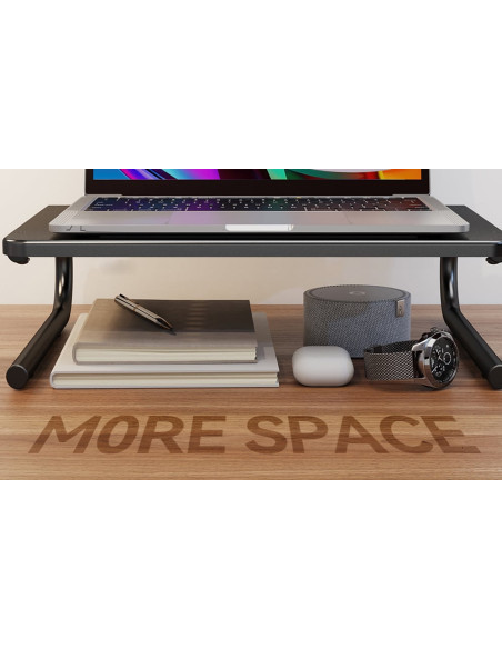 Stand Supporto da Scrivania per Monitor Notebook in Metallo 370mm Nero