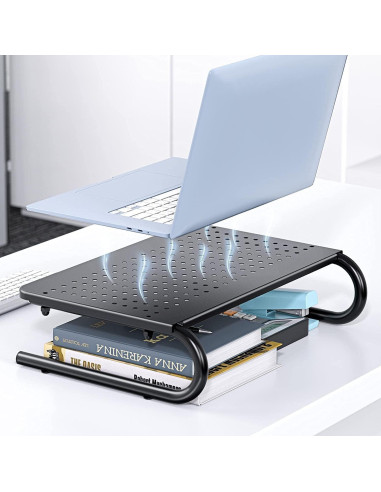 Stand Supporto da Scrivania per Monitor Notebook in Metallo 370mm Nero