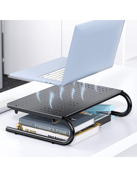Stand Supporto da Scrivania per Monitor Notebook in Metallo 370mm Nero