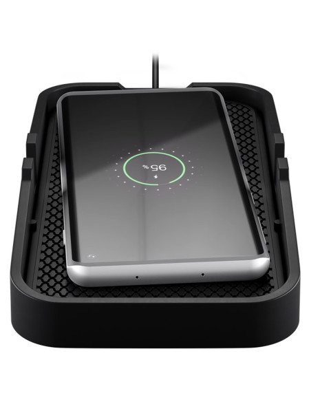 Caricatore Smartphone Qi Wireless da Auto 15W Silicone Nero