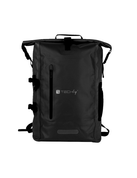 Zaino Impermeabile 25L Roll-Top con Striscia Riflettente Nero
