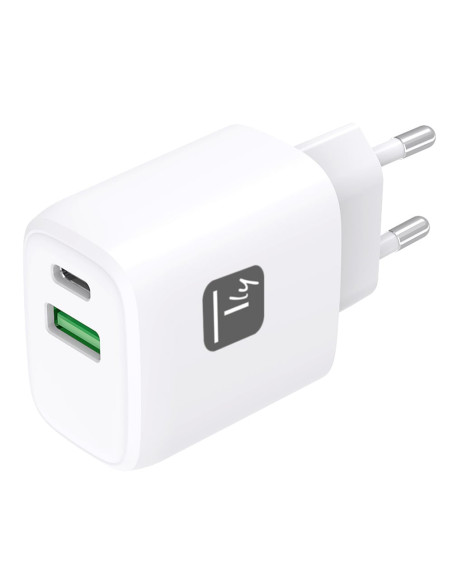 Caricatore Alimentatore GaN USB-C&trade 20W e USB-A 18W da Muro