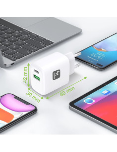 Caricatore Alimentatore GaN USB-C&trade 20W e USB-A 18W da Muro 2
