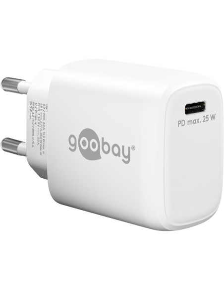 Caricatore Alimentatore GaN USB-C&trade PD da Muro 25W Bianco