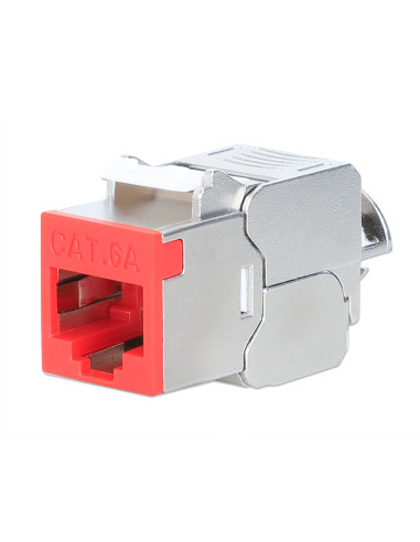 Frutto Keystone RJ45 Cat.6A 10G Slim STP Toolless Rosso