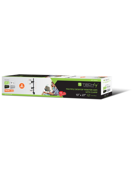 Supporto da Scrivania per 2 Monitor 13-27'' con Morsetto
