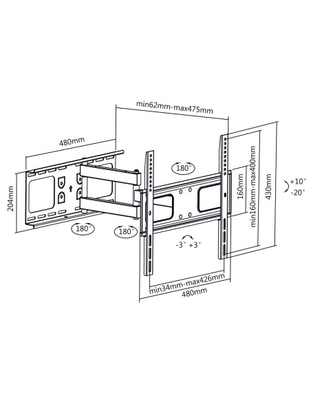 Supporto a Muro Universale Full-Motion per TV 32-55''
