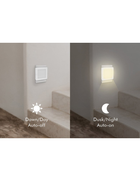 Luce Notturna LED Quadrata con Sensore Crepuscolare Bianco Caldo