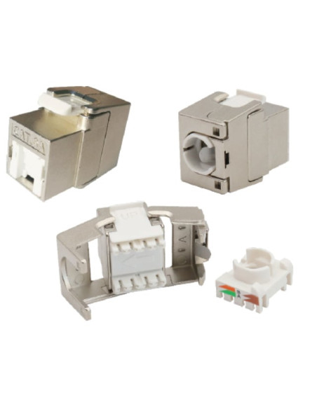Frutto Keystone RJ45 Cat.6A 10Gigabit FTP 180&deg Toolless con Otturatore
