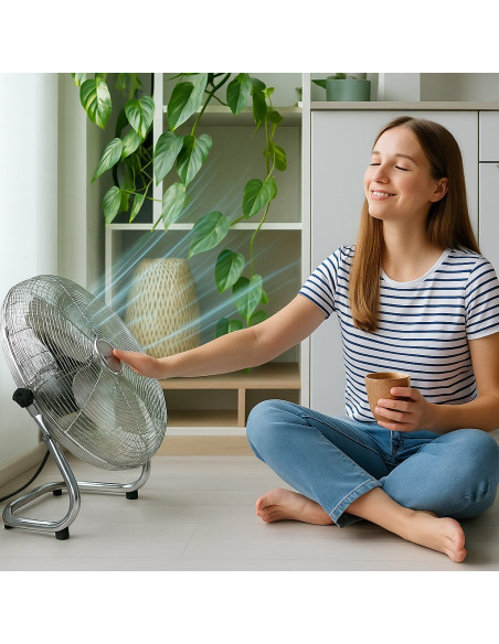 Ventilatore Industriale da Pavimento Diametro 45 cm 3 Livelli di Potenza