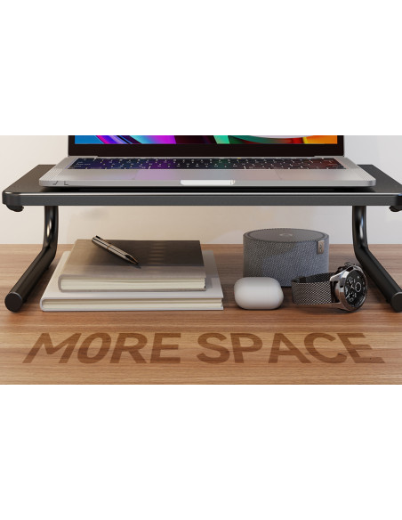 Stand Supporto da Scrivania per Monitor Notebook in Metallo 370mm Nero