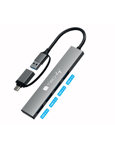Hub USB-A USB-C&trade 3.2 a 4 porte USB-A Slim in Metallo