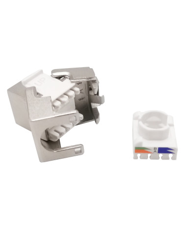 Frutto Keystone RJ45 Cat.6A 10Gigabit FTP 180&deg Toolless con Otturatore