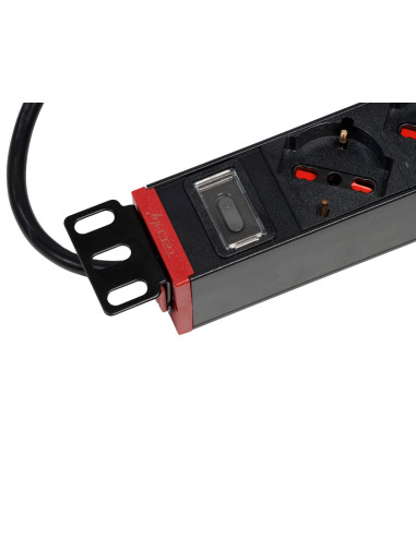 Multipresa 8 Posti da Rack 19'' con Staffa Ruotabile 360&deg Spina Italiana