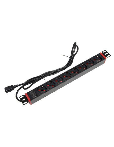 Multipresa 8 Posti da Rack 19'' con Staffa Ruotabile 360&deg VDE 10A