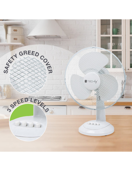 Ventilatore Rotante da Tavolo Diametro 30 cm a 3 Velocit&agrave