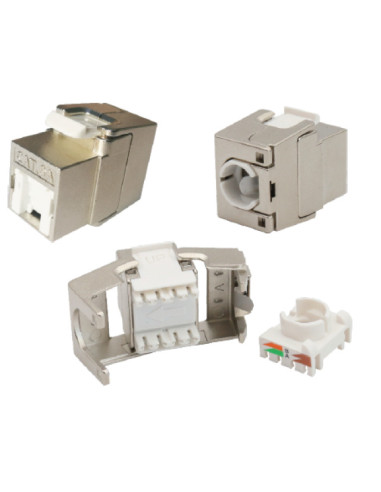 Frutto Keystone RJ45 Cat.6A 10Gigabit FTP 180&deg Toolless con Otturatore