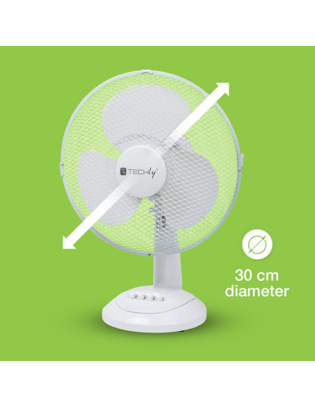 Ventilatore Rotante da Tavolo Diametro 30 cm a 3 Velocit&agrave