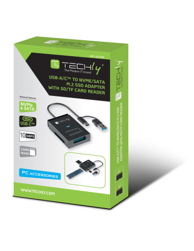Adattatore USB-A/USB-C&trade a NVME/SATA M.2 con Lettore Memorie SD/TF
