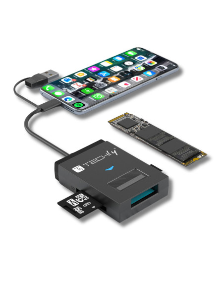Adattatore USB-A/USB-C&trade a NVME/SATA M.2 con Lettore Memorie SD/TF