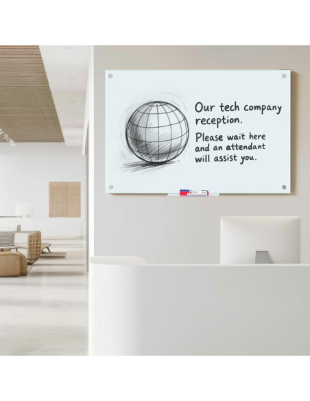 Lavagna Magnetica in Vetro Bianco 60x90 cm