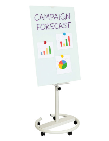 Lavagna Magnetica in Vetro Bianco Flipchart Portablocco con Ruote 120x80cm