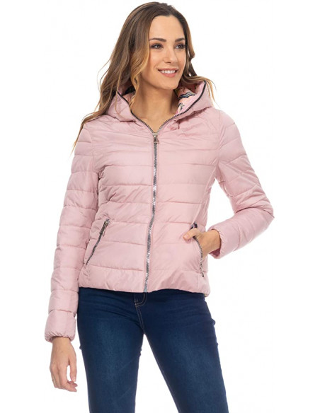 Divine Giacca da donna con fodera a fantasia con chiusura a zip Rosa