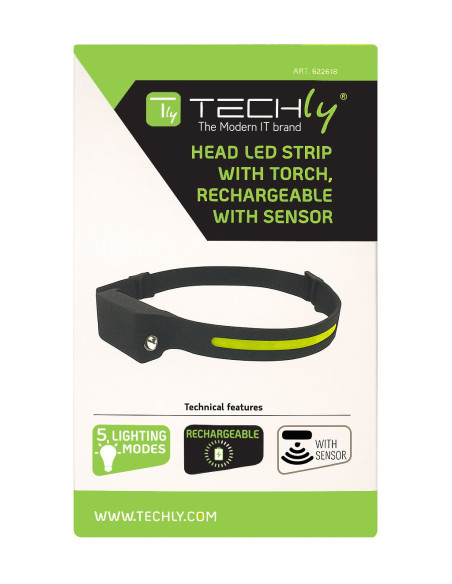 Lampada Frontale con Torcia e Striscia LED con Sensore e Ricarica USB-C&trade