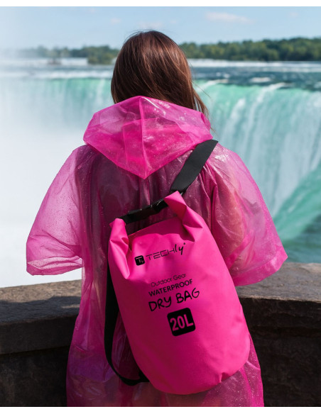 Sacca Impermeabile 20L Dry Bag con Tracolla Regolabile Fucsia