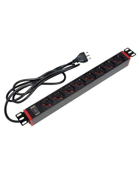 Multipresa 8 Posti da Rack 19'' con Staffe Ruotabili a 360&deg Spina Italiana