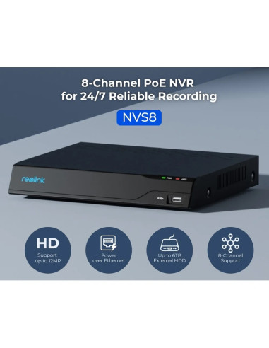 Kit Videosorveglianza NVR PoE 8CH 2TB HDD e 4 Telecamere di Sicurezza PoE
