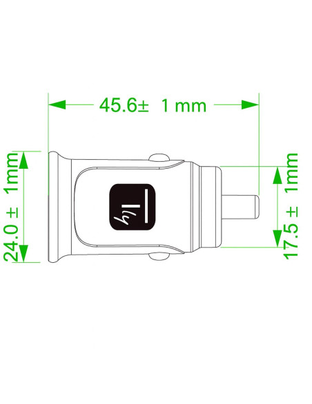 Mini Caricatore da Auto 2 Porte USB-A 5V/2.4A Nero