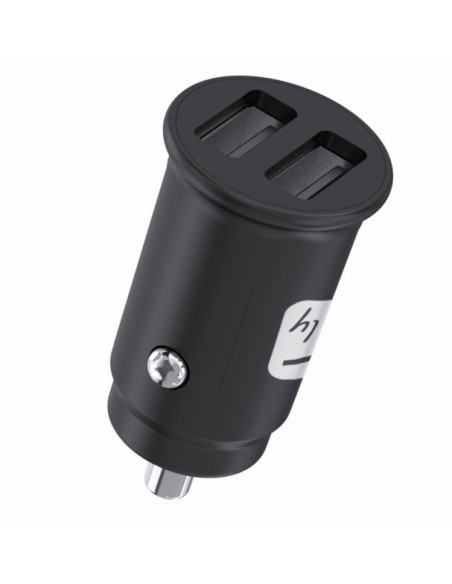 Mini Caricatore da Auto 2 Porte USB-A 5V/2.4A Nero