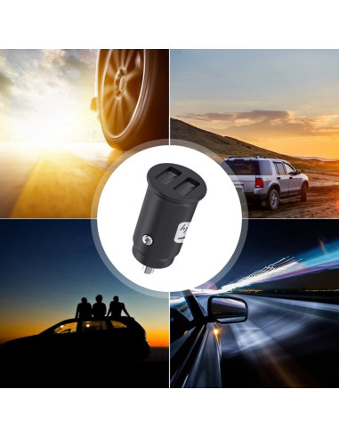 Mini Caricatore da Auto 2 Porte USB-A 5V/2.4A Nero