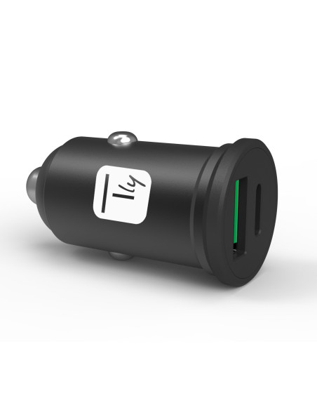 Mini Caricatore da Auto USB-A e USB-C&trade 5V/4A Nero