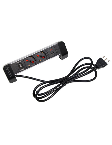 Multipresa da Tavolo 2 prese Italiane Bipasso 1 USB-C&trade e 1 USB-A