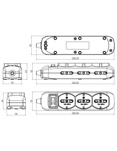 Presa Multipla a 6 Posti 10/16A Bipasso e 3 10/16A Bipasso Schuko con Interruttore 2