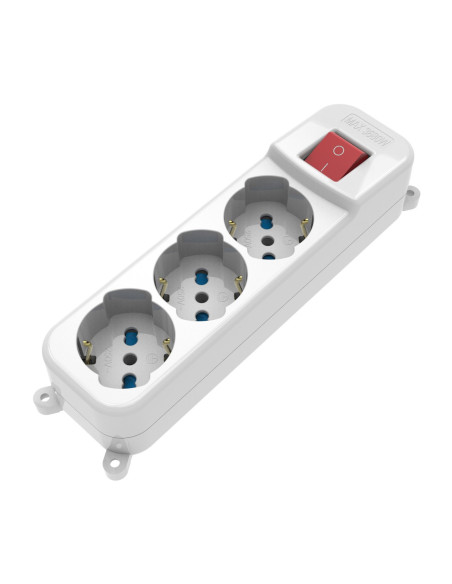 Multipresa 3 Posti Italiana Bipasso / Schuko con spina 16A angolata