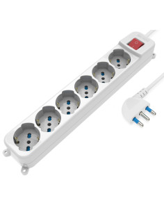 Multipresa 6 Posti Italiana Bipasso / Schuko con spina 16A angolata