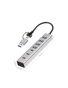 Hub USB 3.2 4 porte USB-A e 3 porte USB-C&trade Alluminio Silver 2